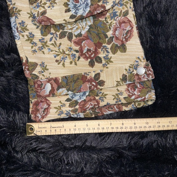 Daisy Pants Womens Large Beige Cargo Floral Tapestry Multi Pocket Adjustable - Picture 6 of 14